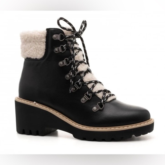 CORKYS Women's Sherpa Wedge Boots In Black Size 9 - Picture 14 of 16